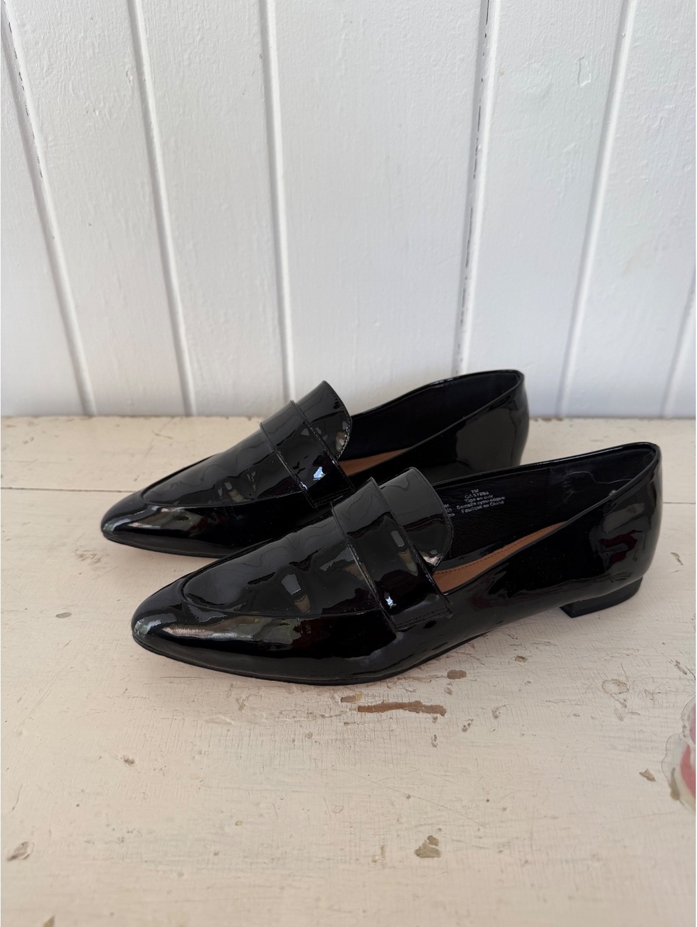 Halogen Black Patent Leather Pointed Toe Loafers Size 7